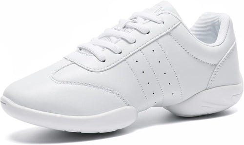 Girls White Cheerleading Shoes - Lightweight Flat Sole and Breathable Upper for Youth Training - 6 Women/5.5 Men