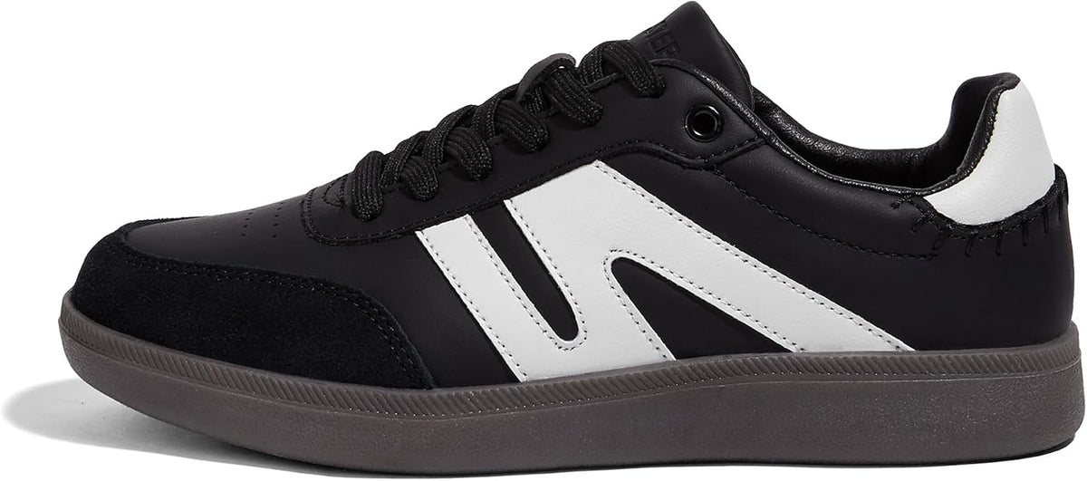 Women's Leather Retro Sneakers - Gum Rubber Sole, Low Top Cut and Anti-Slip Grip for Daily Wear - 8