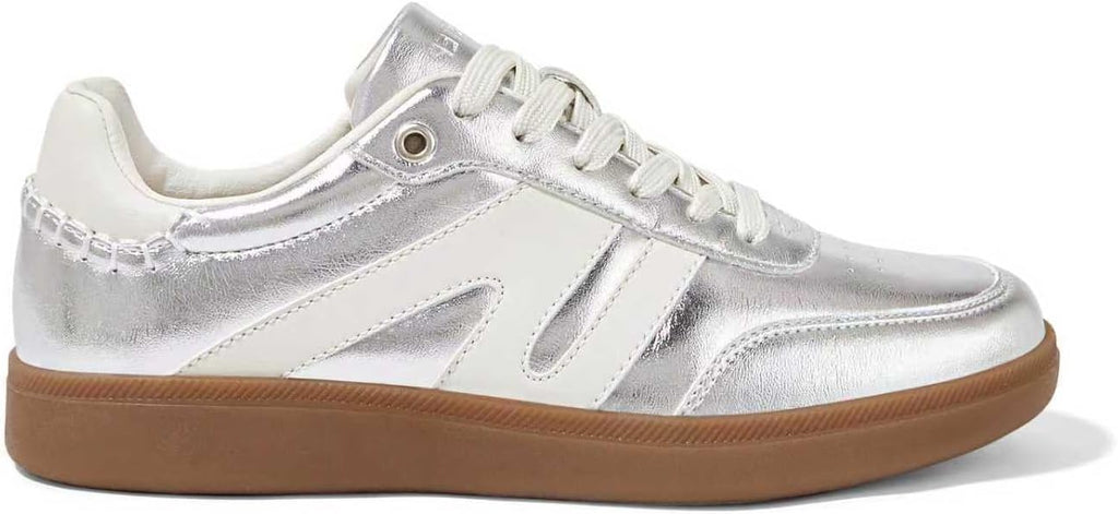 Women's Leather Retro Sneakers - Gum Rubber Sole, Low Top Cut and Anti-Slip Grip for Daily Wear - 7