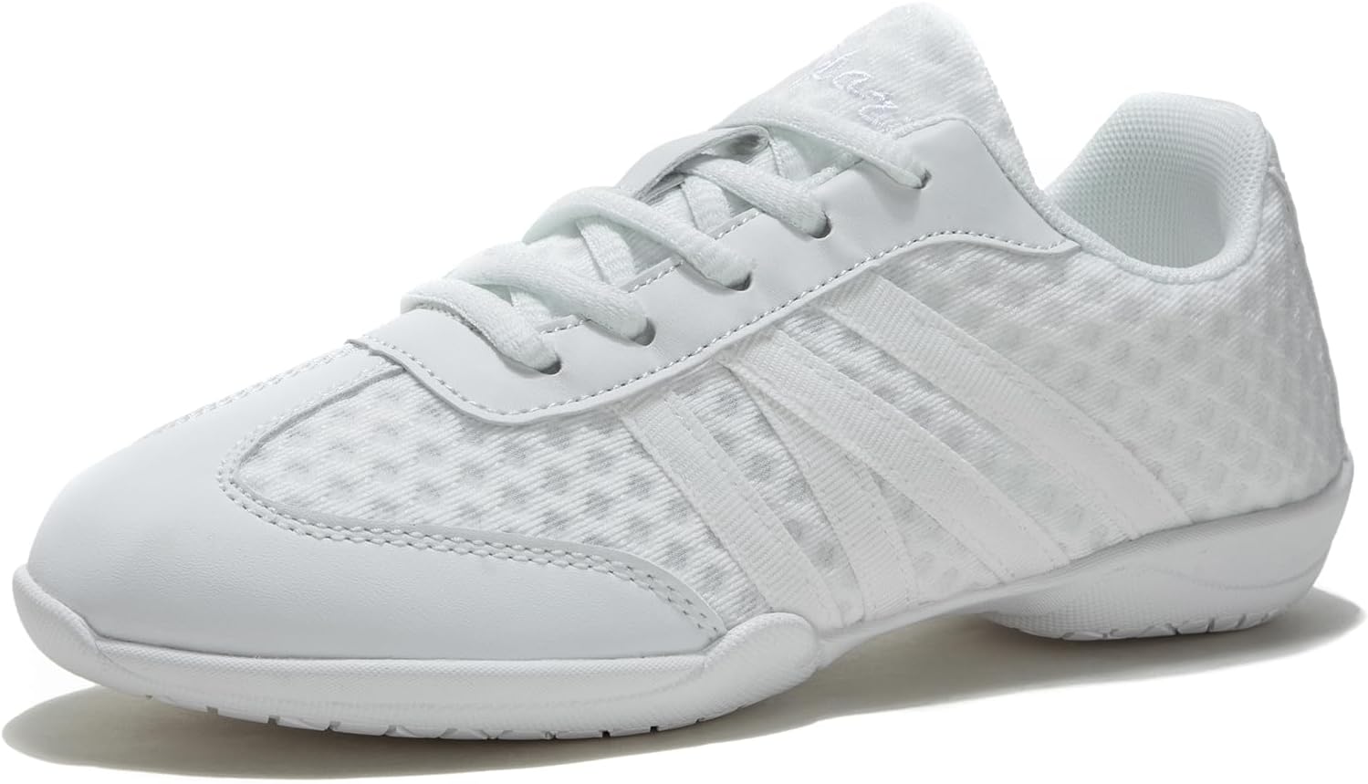 Women's and Girls White Cheer Sneakers - Soft Breathable Upper and Flat Sole for Competition - 6