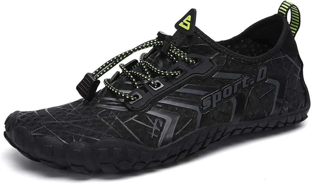 Unisex Quick Dry Water Shoes - Adjustable Bungee Lace and Flexible Rubber Sole for Kayaking - 7 Women/6 Men