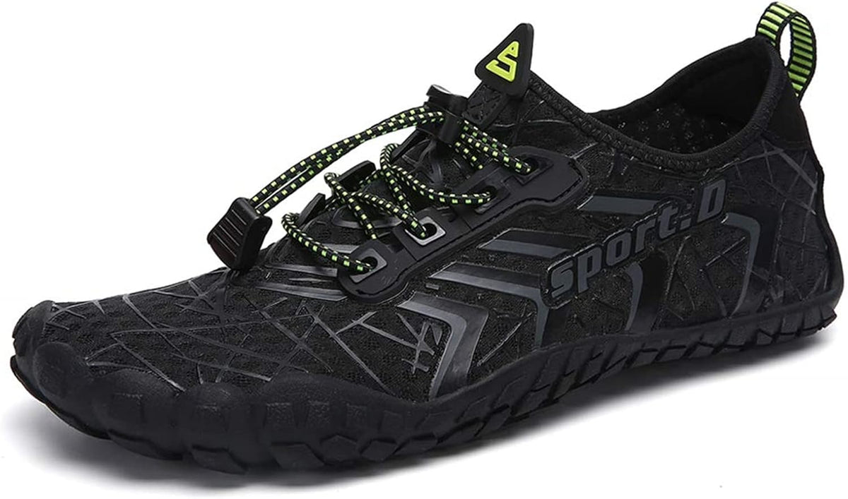 Unisex Quick Dry Water Shoes - Adjustable Bungee Lace and Flexible Rubber Sole for Kayaking - 7 Women/6 Men