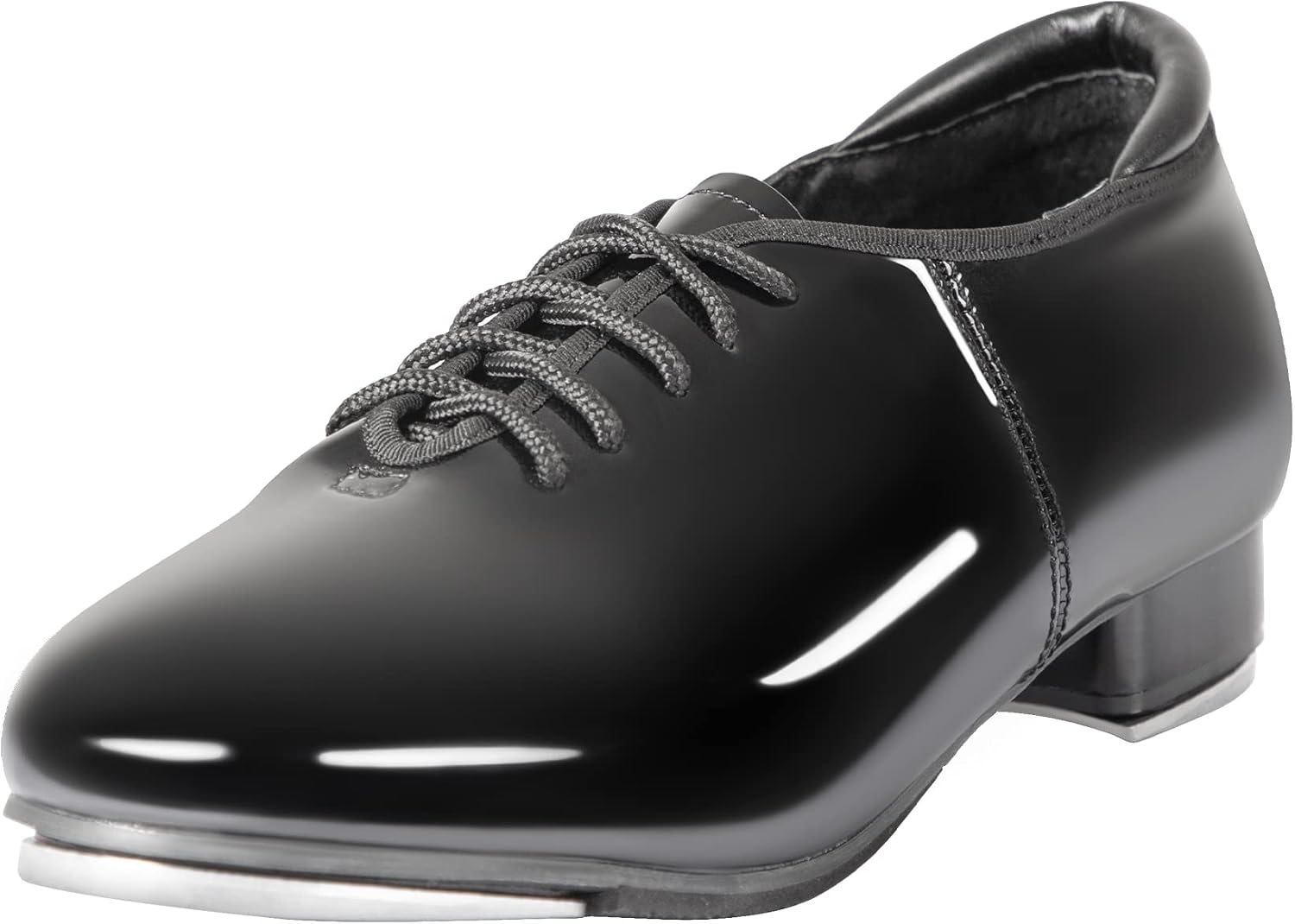 Unisex Lace-Up Tap Dance Shoes - Soft Leather-Look Upper and Rubber EVA Outsole for Practice - 9 Women/8 Men