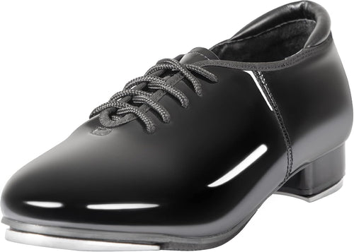 Unisex Lace-Up Tap Dance Shoes - Soft Leather-Look Upper and Rubber EVA Outsole for Practice - 9 Women/8 Men