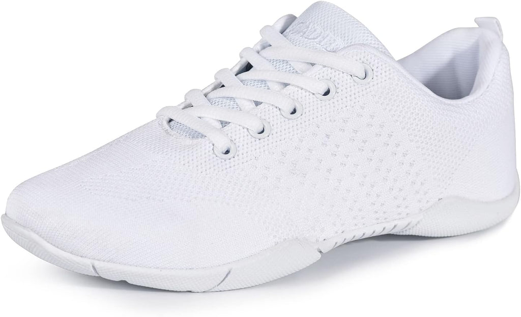 Women's White Cheerleading Shoes - Lightweight Dance Sneakers with Flexible Sole for Practice - 6