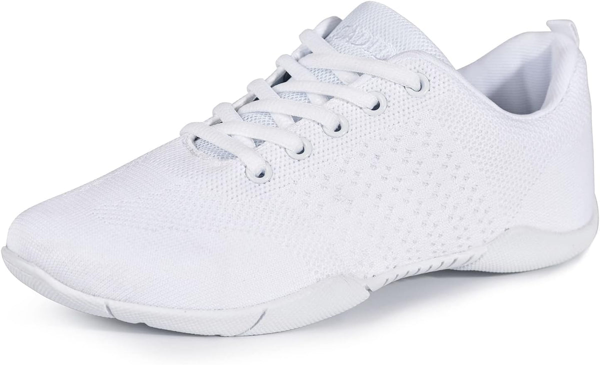 Women's White Cheerleading Shoes - Lightweight Dance Sneakers with Flexible Sole for Practice - 6
