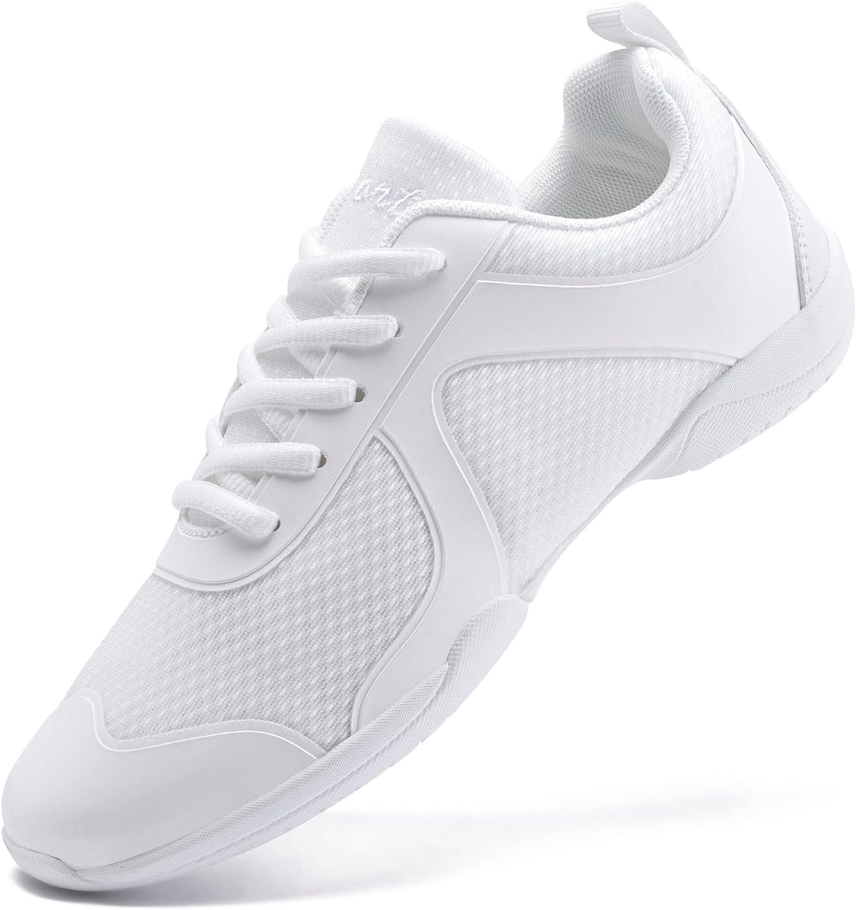 Women's and Girls White Cheer Sneakers - Soft Breathable Upper and Flat Sole for Competition - 6