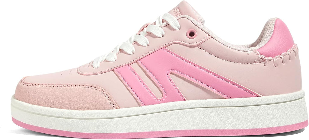 Women's Leather Retro Sneakers - Gum Rubber Sole, Low Top Cut and Anti-Slip Grip for Daily Wear - 7