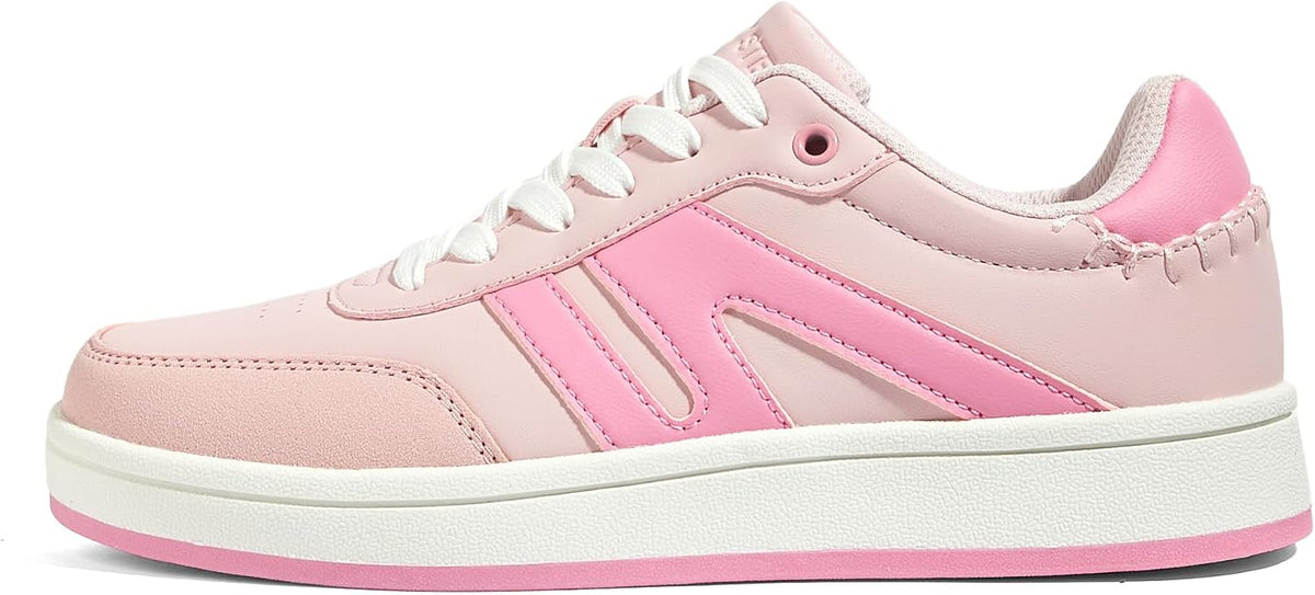Women's Leather Retro Sneakers - Gum Rubber Sole, Low Top Cut and Anti-Slip Grip for Daily Wear - 7
