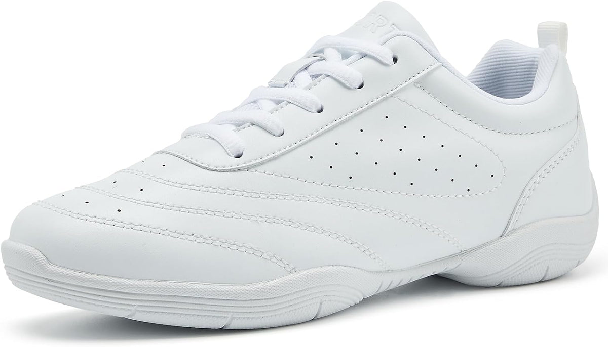 Girls White Cheerleading Shoes - Lightweight Flat Sole and Breathable Upper for Youth Training - 7