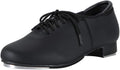 Unisex Lace-Up Tap Dance Shoes - Soft Leather-Look Upper and Rubber EVA Outsole for Practice - 9 Women/8 Men