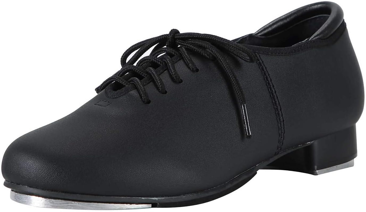 Unisex Lace-Up Tap Dance Shoes - Soft Leather-Look Upper and Rubber EVA Outsole for Practice - 9 Women/8 Men