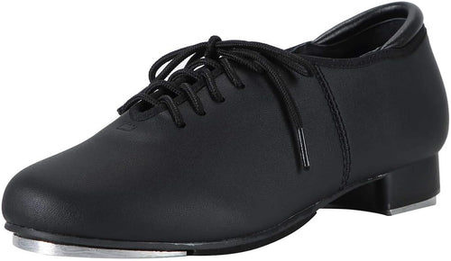 Unisex Lace-Up Tap Dance Shoes - Soft Leather-Look Upper and Rubber EVA Outsole for Practice - 9 Women/8 Men