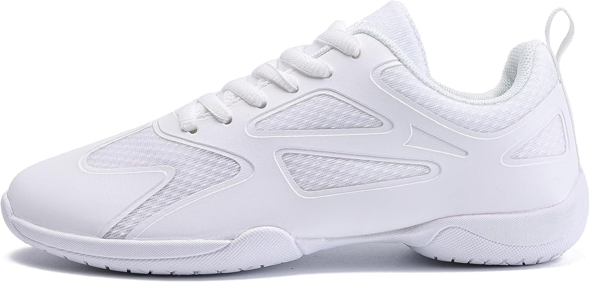 Women's and Girls White Cheer Sneakers - Soft Breathable Upper and Flat Sole for Competition - 6