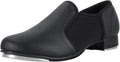 Unisex Slip-On Tap Dance Shoes - Soft Leather-Look Upper and Rubber EVA Outsole for Studio Use - 9 Women/8 Men
