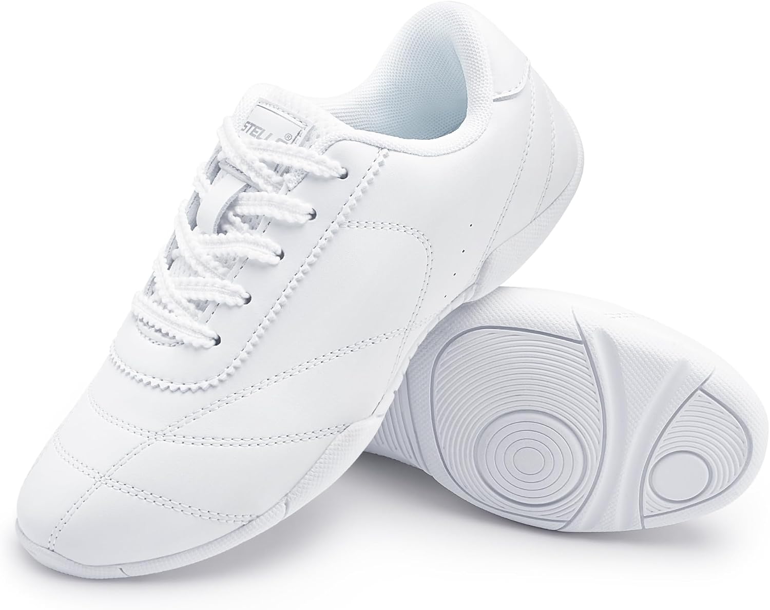 Women's Leather Cheer Sneakers - Lightweight Build and Supportive Sole for Practice and Dance - 6
