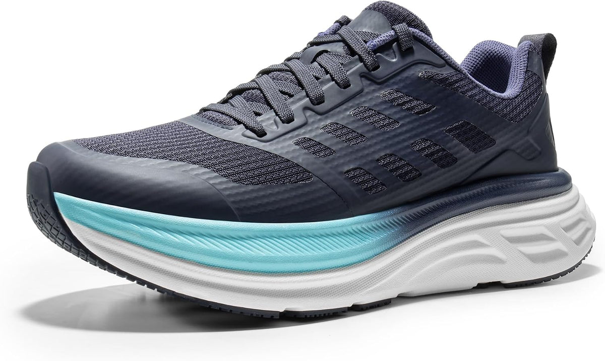 Women's Cushioned Walking Sneakers - Breathable Upper, Non-Slip Sole and Wide Sizing for Work - 6