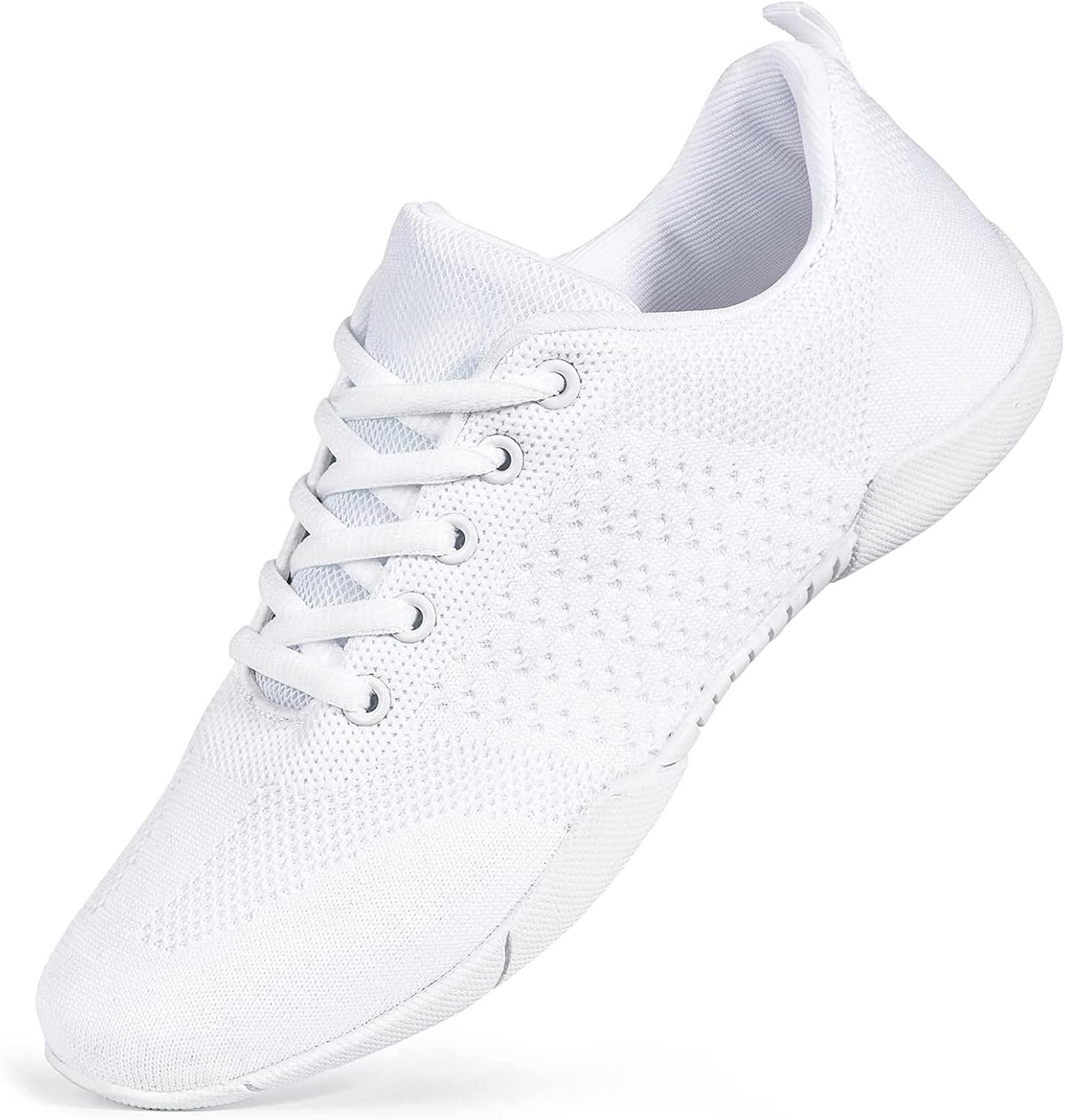 Women's White Cheer Sneakers - Breathable Upper and Flexible Sole for Competition and Dance - 6