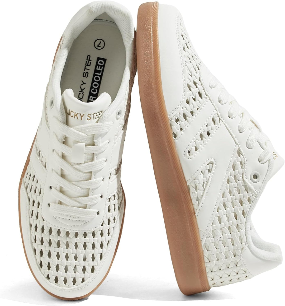 Women's Leather Retro Sneakers - Gum Rubber Sole, Low Top Cut and Anti-Slip Grip for Daily Wear - 7