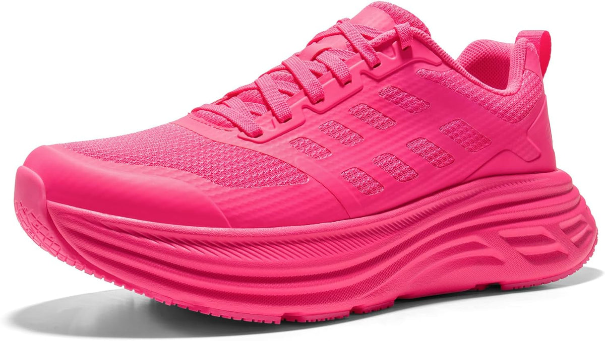 Women's Cushioned Walking Sneakers - Breathable Upper, Non-Slip Sole and Wide Sizing for Work - 6