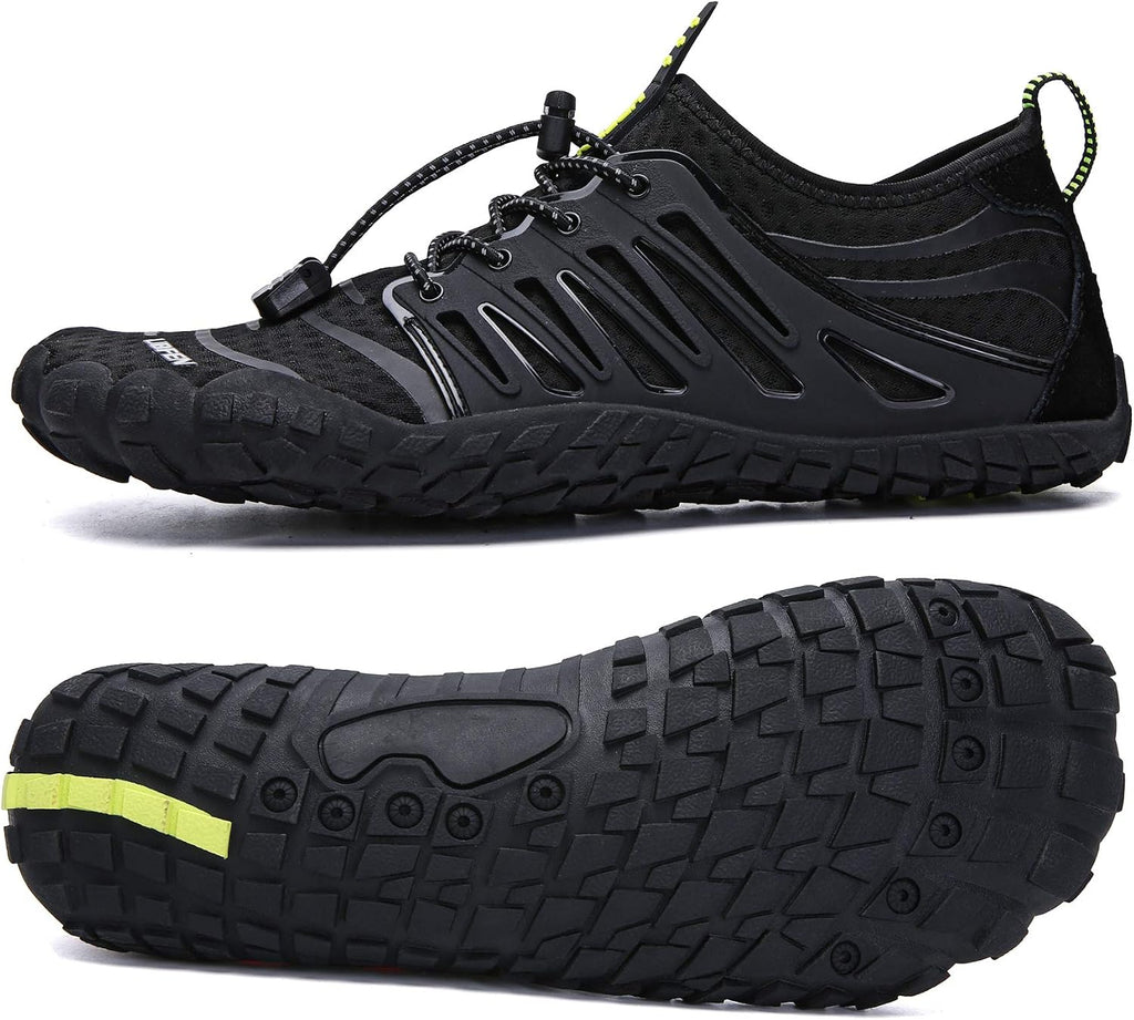 Unisex Quick Dry Water Shoes - Adjustable Bungee Lace and Flexible Rubber Sole for Kayaking - 10 Women/8.5 Men