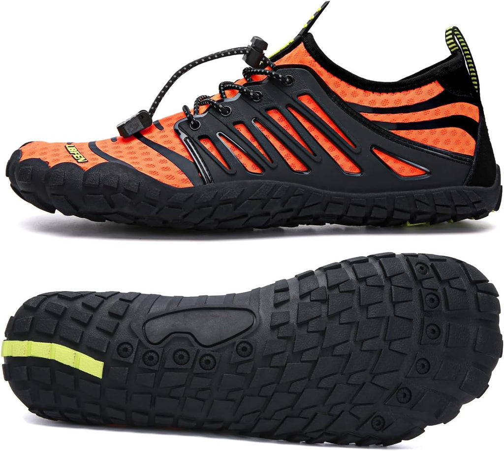 Unisex Quick Dry Water Shoes - Adjustable Bungee Lace and Flexible Rubber Sole for Kayaking - 6 Women/5 Men