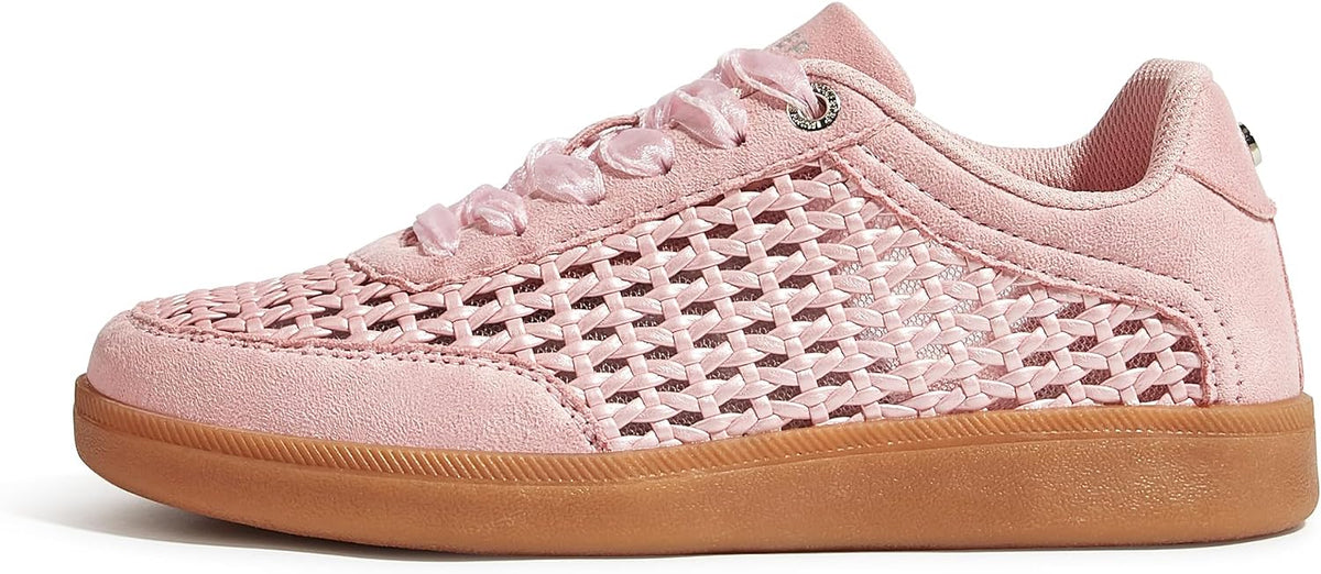Women's Braided Raffia Sneakers - Retro Low Top Shape and Gum Sole for Casual Summer Street Wear - 6