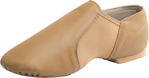 Unisex Leather Jazz Slip-On Dance Shoes - Split EVA Sole and Elastic Panels for Studio Classes - 9 Women/8.5 Men