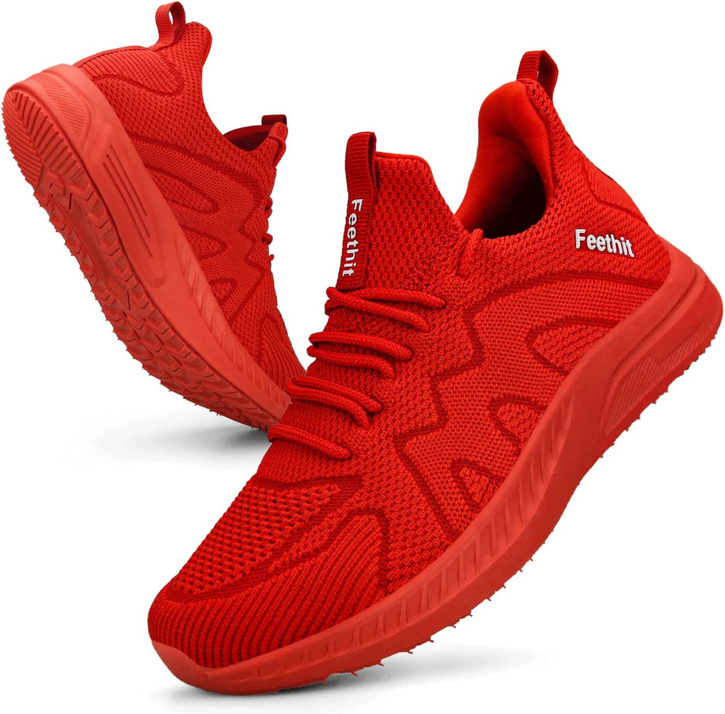 Women's Lightweight Running Sneakers - Lace-Up Fit, Removable Insole and Non-Slip Sole for Gym - 8