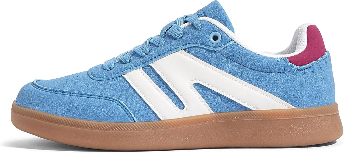 Women's Leather Retro Sneakers - Gum Rubber Sole, Low Top Cut and Anti-Slip Grip for Daily Wear - 7