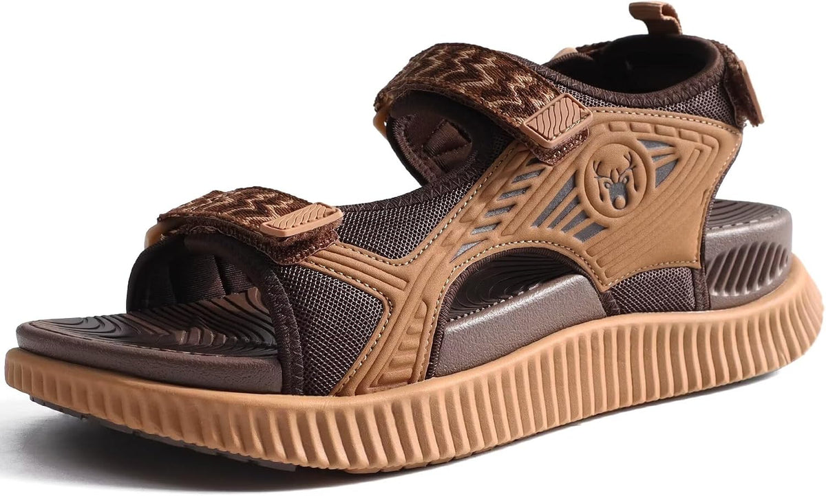 Women's Cushioned Walking Sandals - Arch Support Footbed and Adjustable Straps for Summer Hiking - 6