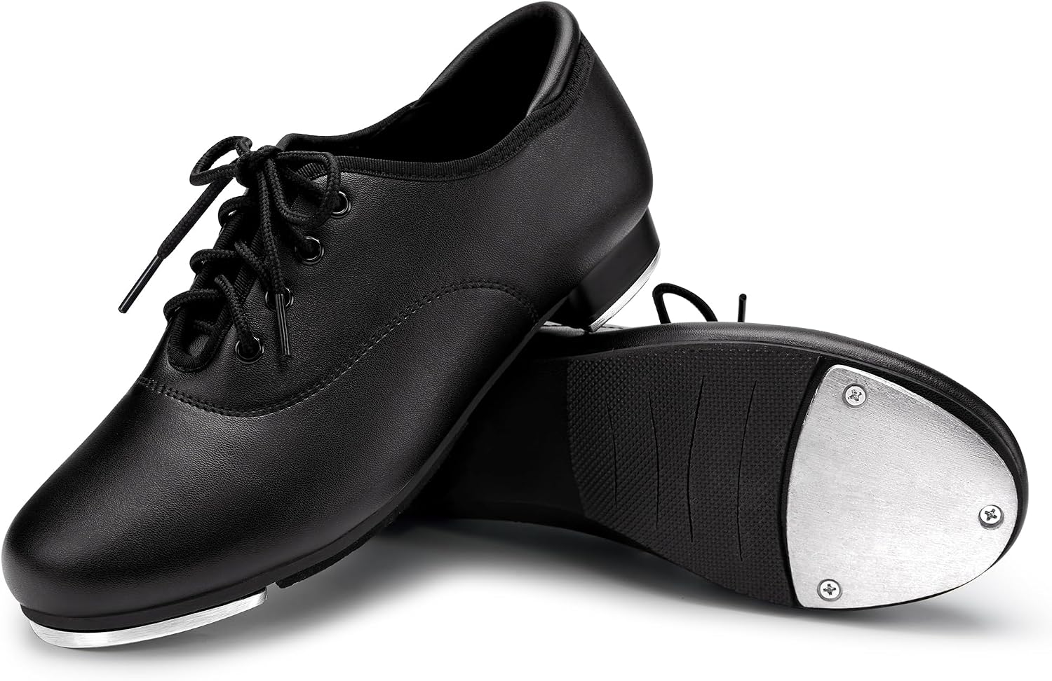 Unisex Lace-Up Tap Shoes - Cushioned Insole, Flexible EVA Outsole and Non-Slip Grip for Practice - 6 Women/5 Men