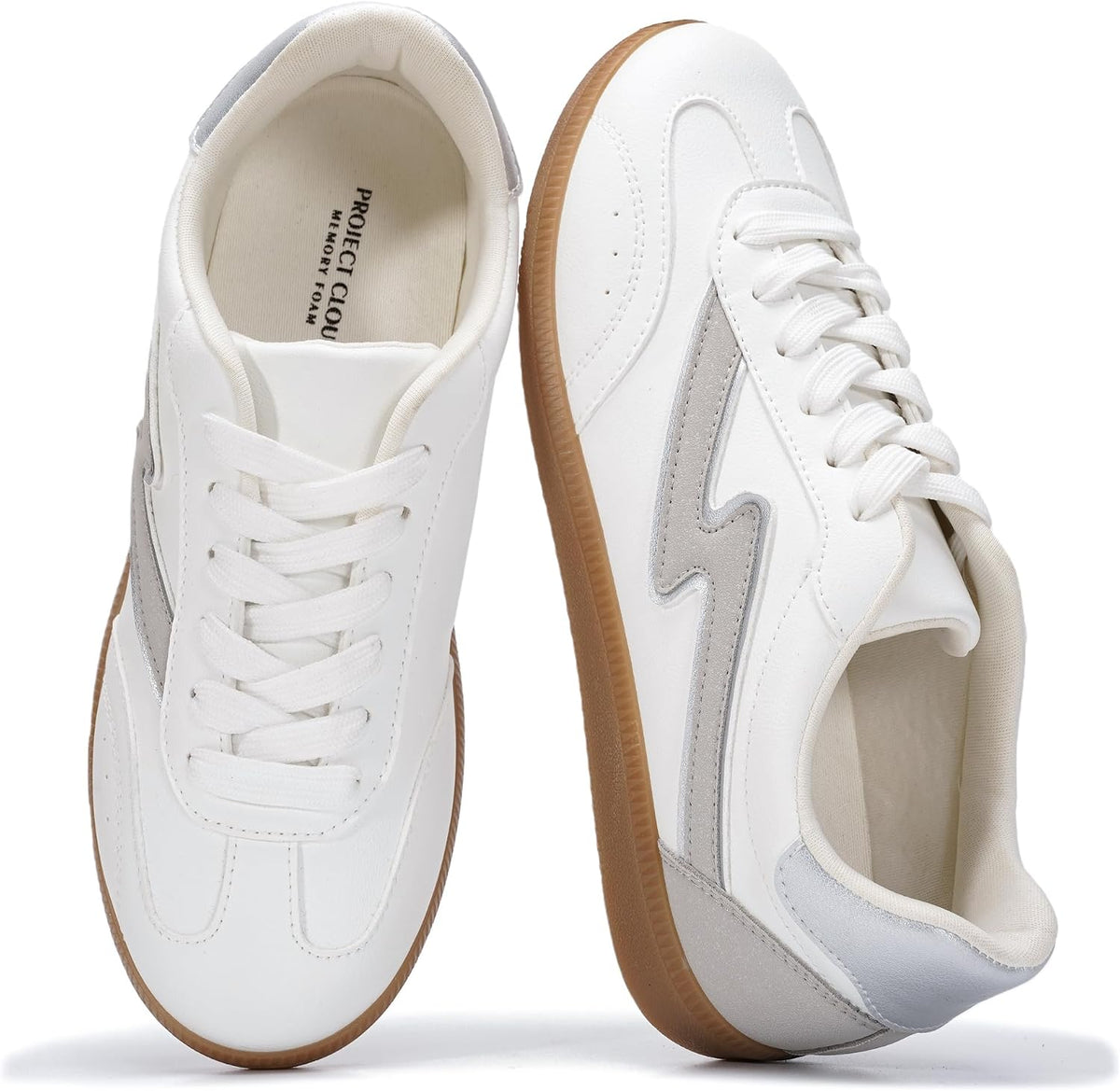 Women's Lace-Up Fashion Sneakers - Memory Foam Insole and Cushioned Collar for Casual Wear - 6