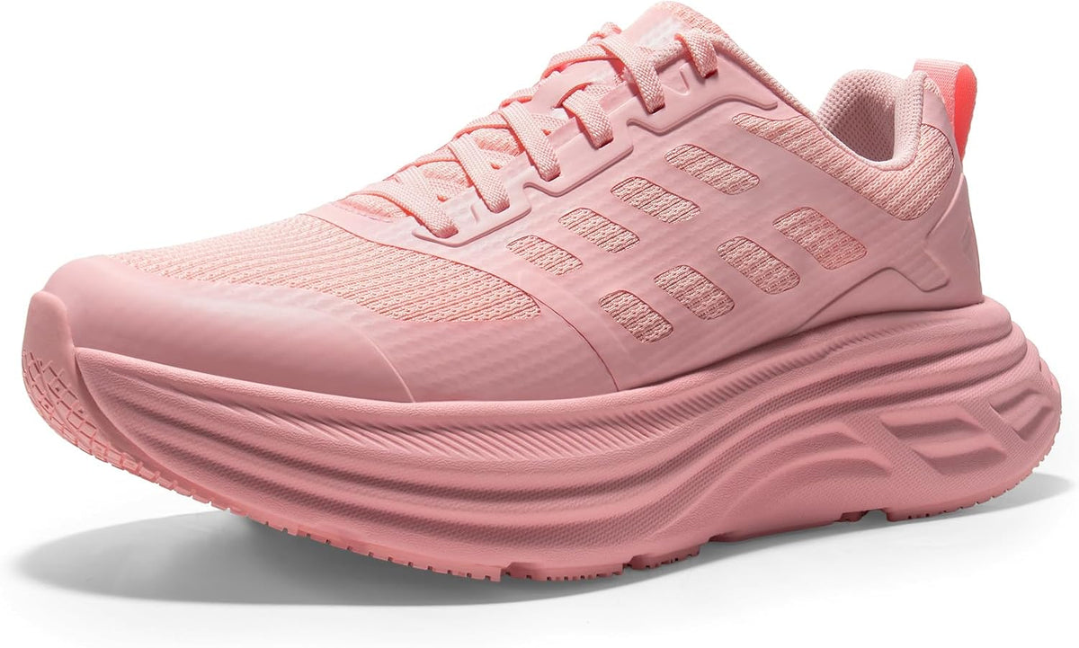 Women's Cushioned Walking Sneakers - Breathable Upper, Non-Slip Sole and Wide Sizing for Work - 6