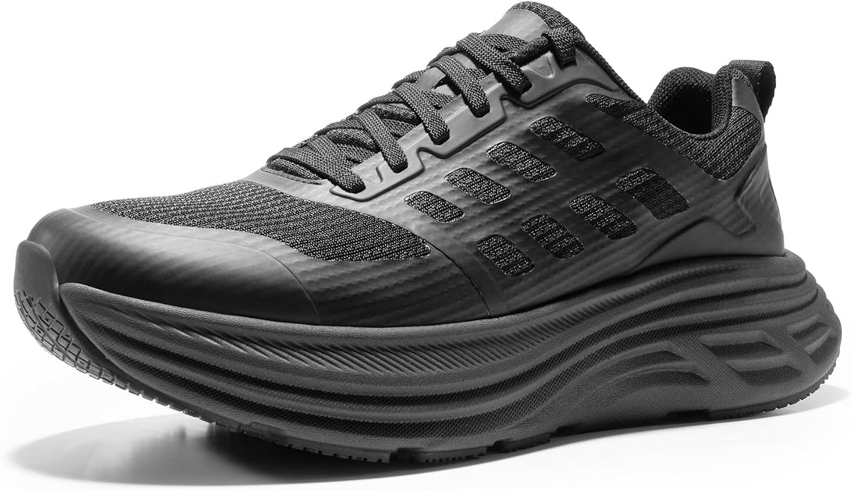 Women's Cushioned Walking Sneakers - Breathable Upper, Non-Slip Sole and Wide Sizing for Work - 6