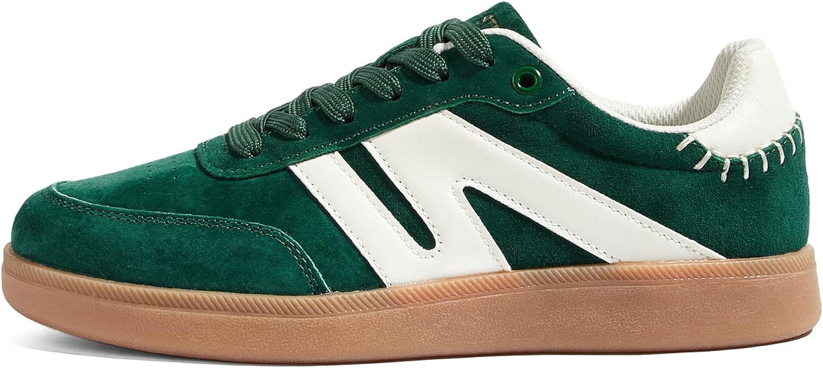 Women's Leather Retro Sneakers - Gum Rubber Sole, Low Top Cut and Anti-Slip Grip for Daily Wear - 7