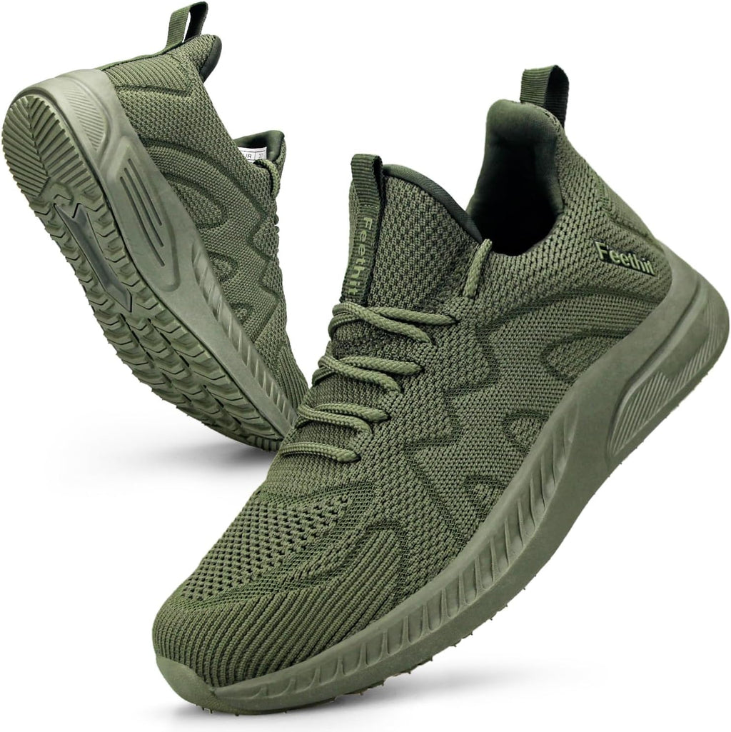 Women's Lightweight Running Sneakers - Lace-Up Fit, Removable Insole and Non-Slip Sole for Gym - 8