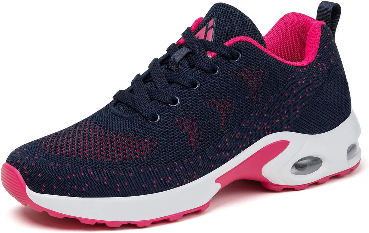 Women's Breathable Mesh Running Sneakers - Air Cushion Sole and Arch Support for Gym and Walking - 8