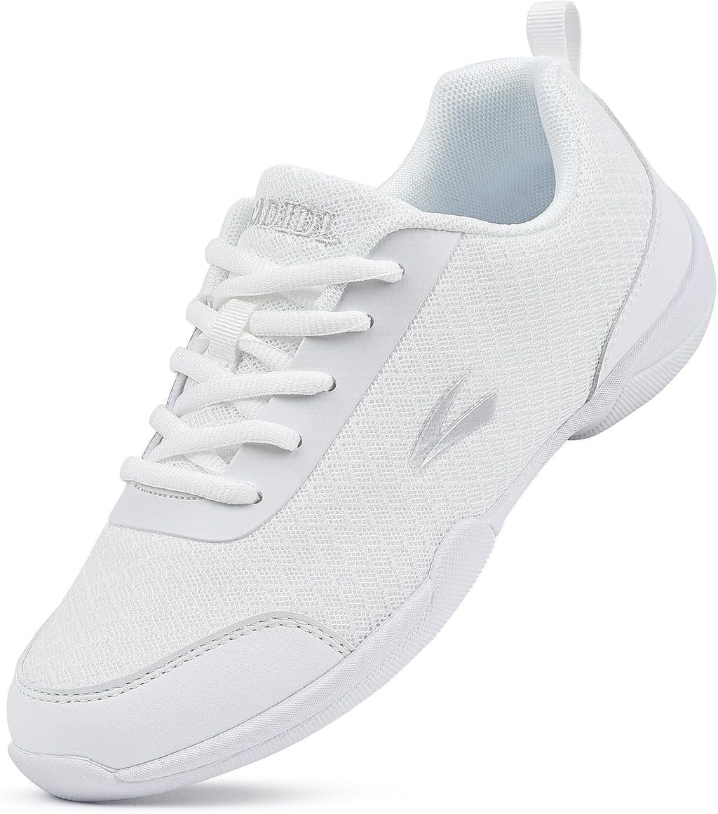 Women's White Cheerleading Shoes - Lightweight Dance Sneakers with Flexible Sole for Practice - 10