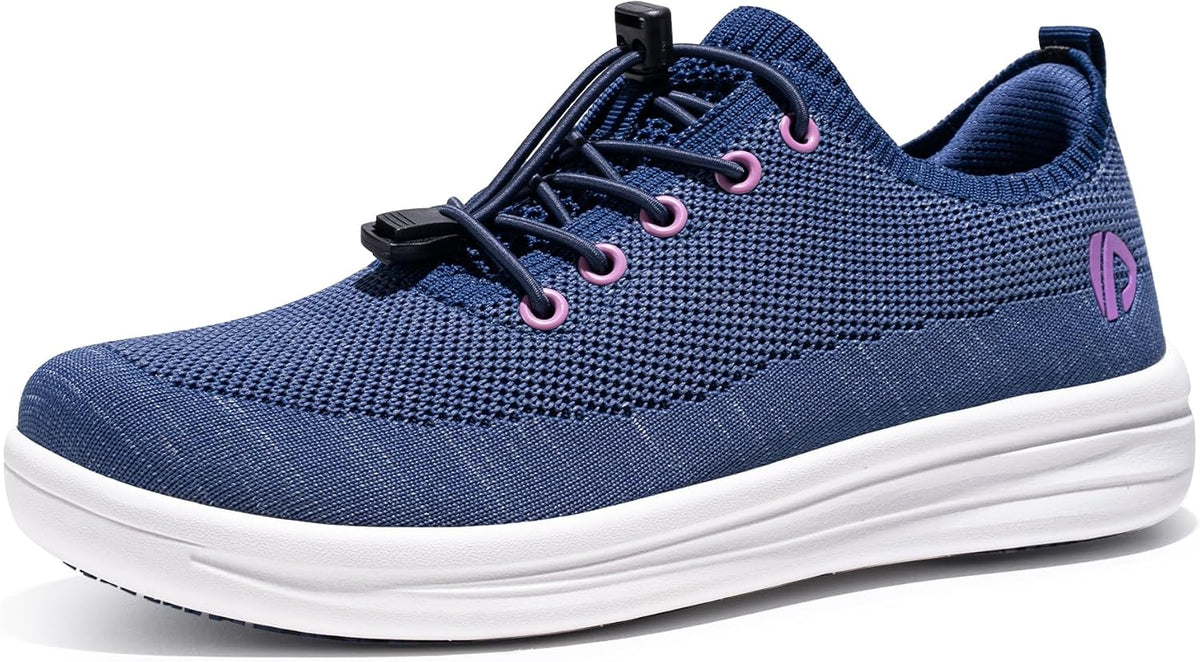 Women's Mesh Slip-On Walking Shoes - Adjustable Laces and Non-Slip Sole for Casual and Sport Wear - 6