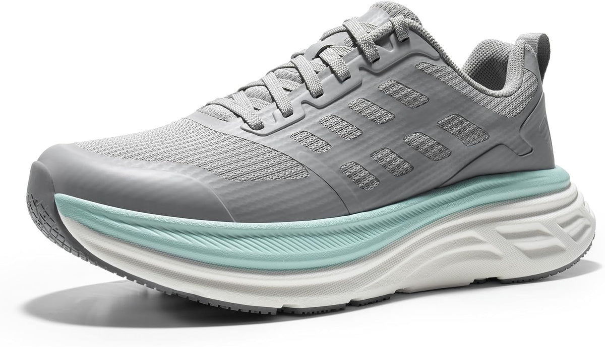 Women's Cushioned Walking Sneakers - Breathable Upper, Non-Slip Sole and Wide Sizing for Work - 6