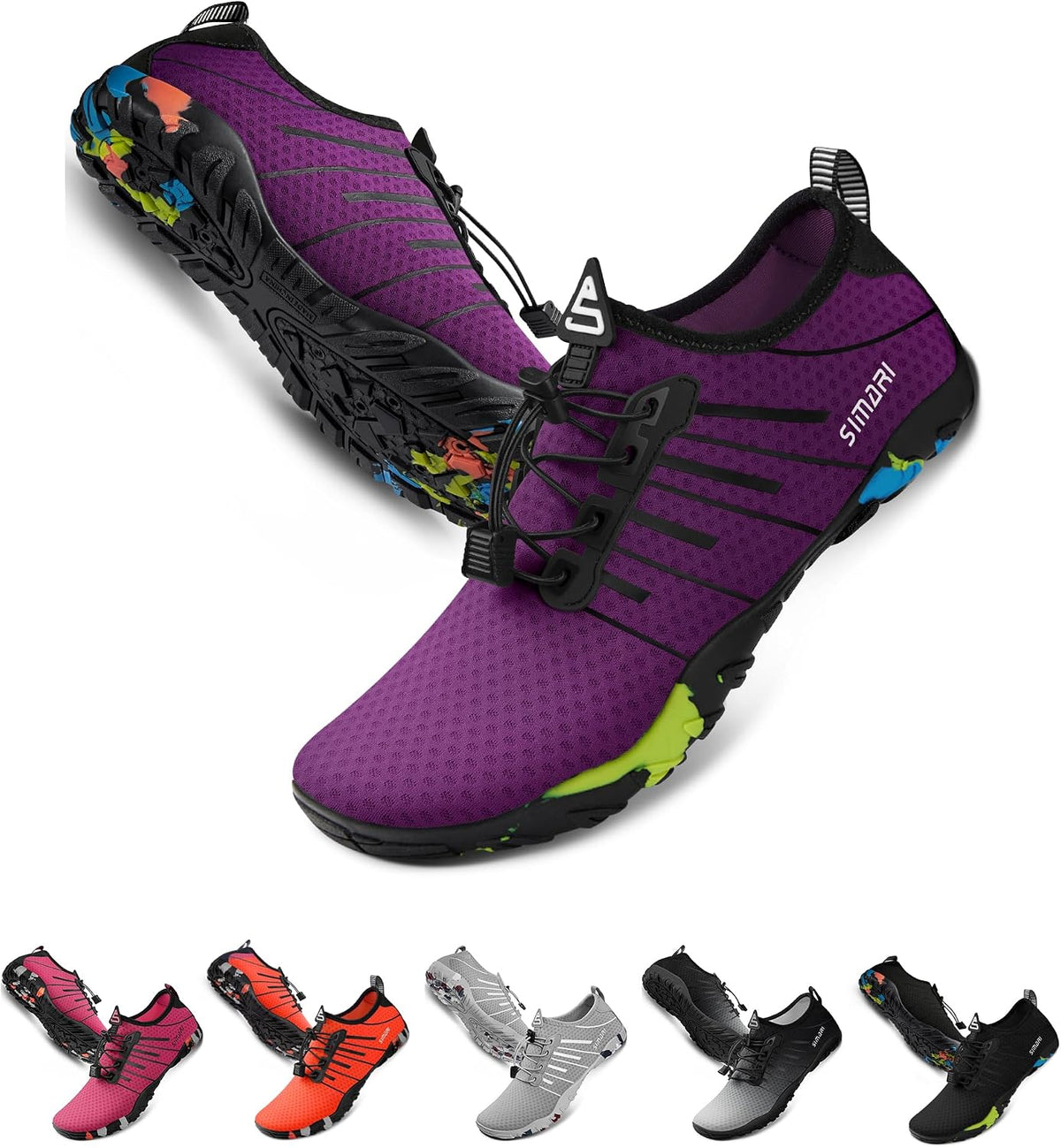 Unisex Quick Dry Aqua Socks - Barefoot Water Shoes with Non-Slip Sole for Swimming and Kayaking - 9 Women/7 Men
