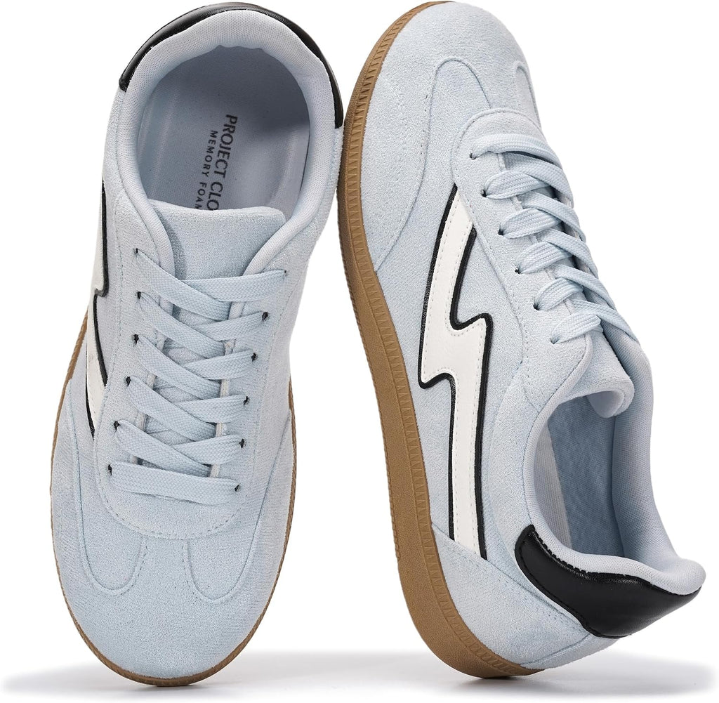 Women's Lace-Up Fashion Sneakers - Memory Foam Insole and Cushioned Collar for Casual Wear - 9