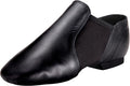 Unisex Leather Jazz Slip-On Dance Shoes - Split EVA Sole and Elastic Panels for Studio Classes - 9 Women/8.5 Men
