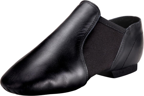 Unisex Leather Jazz Slip-On Dance Shoes - Split EVA Sole and Elastic Panels for Studio Classes - 9 Women/8.5 Men