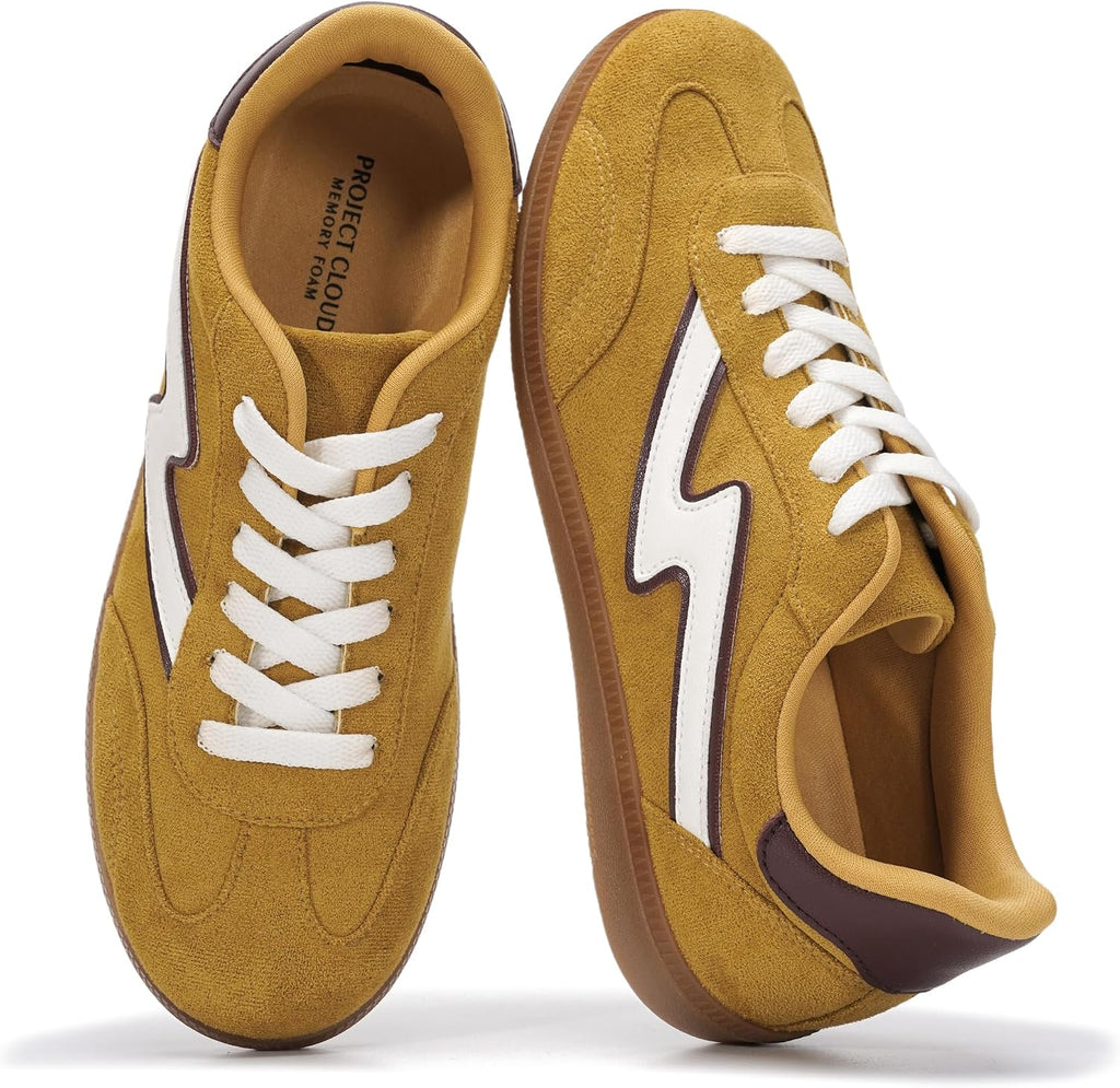 Women's Lace-Up Fashion Sneakers - Memory Foam Insole and Cushioned Collar for Casual Wear - 7