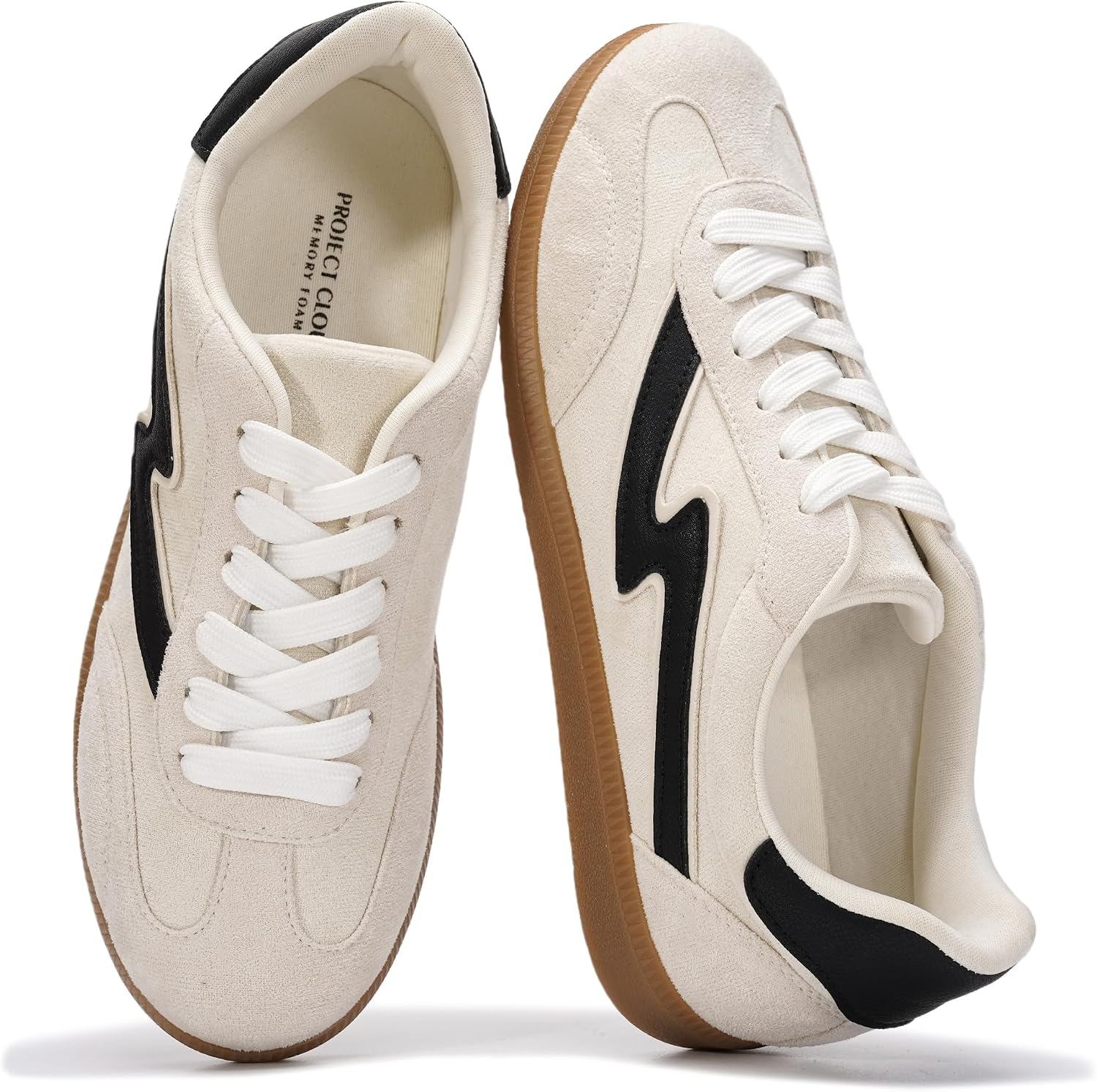 Women's Lace-Up Fashion Sneakers - Memory Foam Insole and Cushioned Collar for Casual Wear - 7