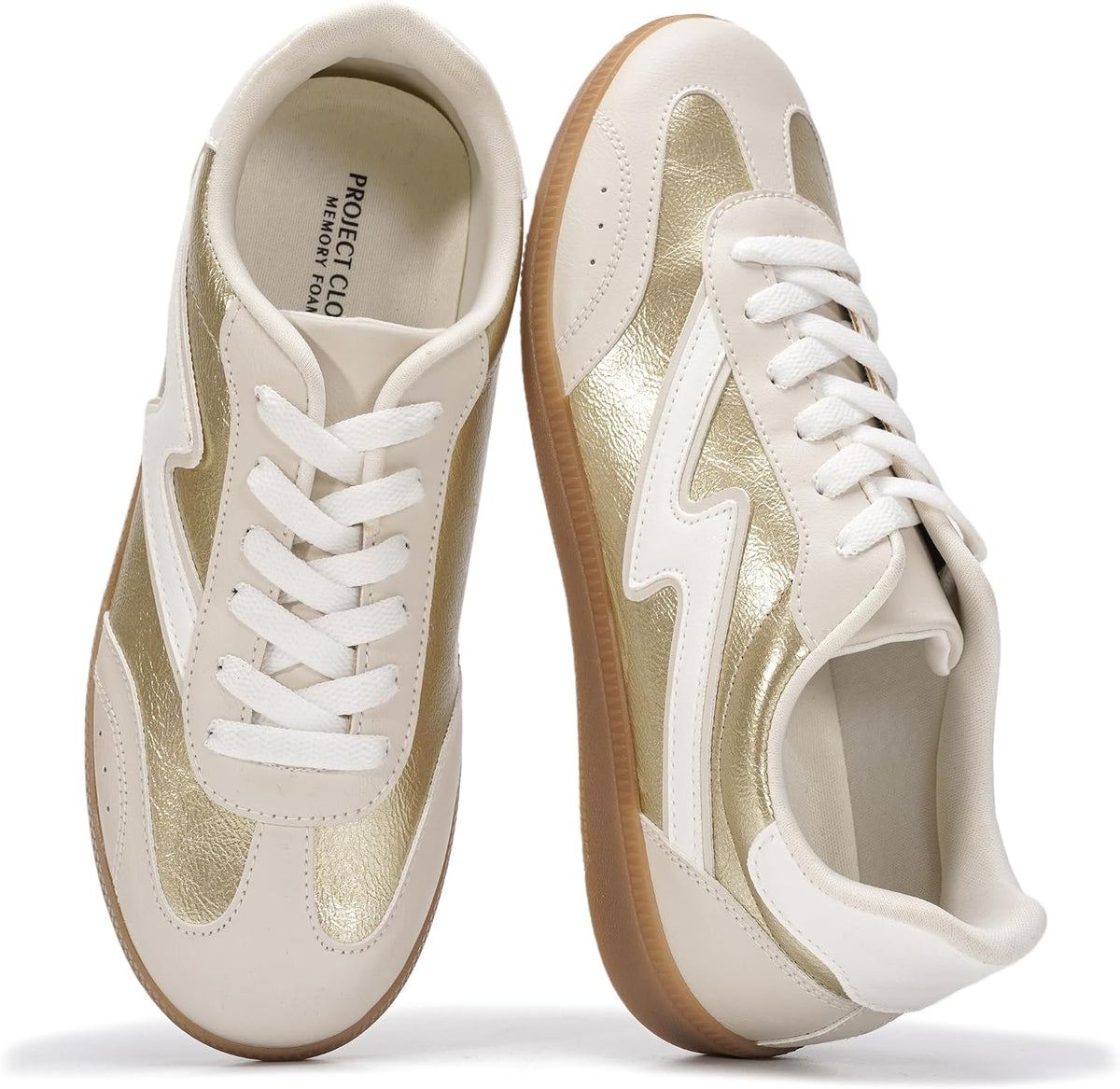 Women's Lace-Up Fashion Sneakers - Memory Foam Insole and Cushioned Collar for Casual Wear - 8