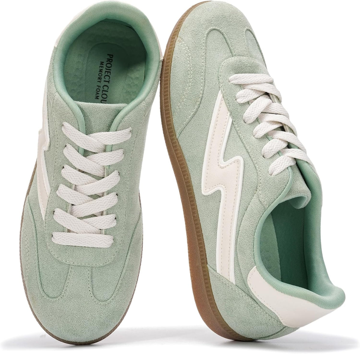 Women's Lace-Up Fashion Sneakers - Memory Foam Insole and Cushioned Collar for Casual Wear - 9