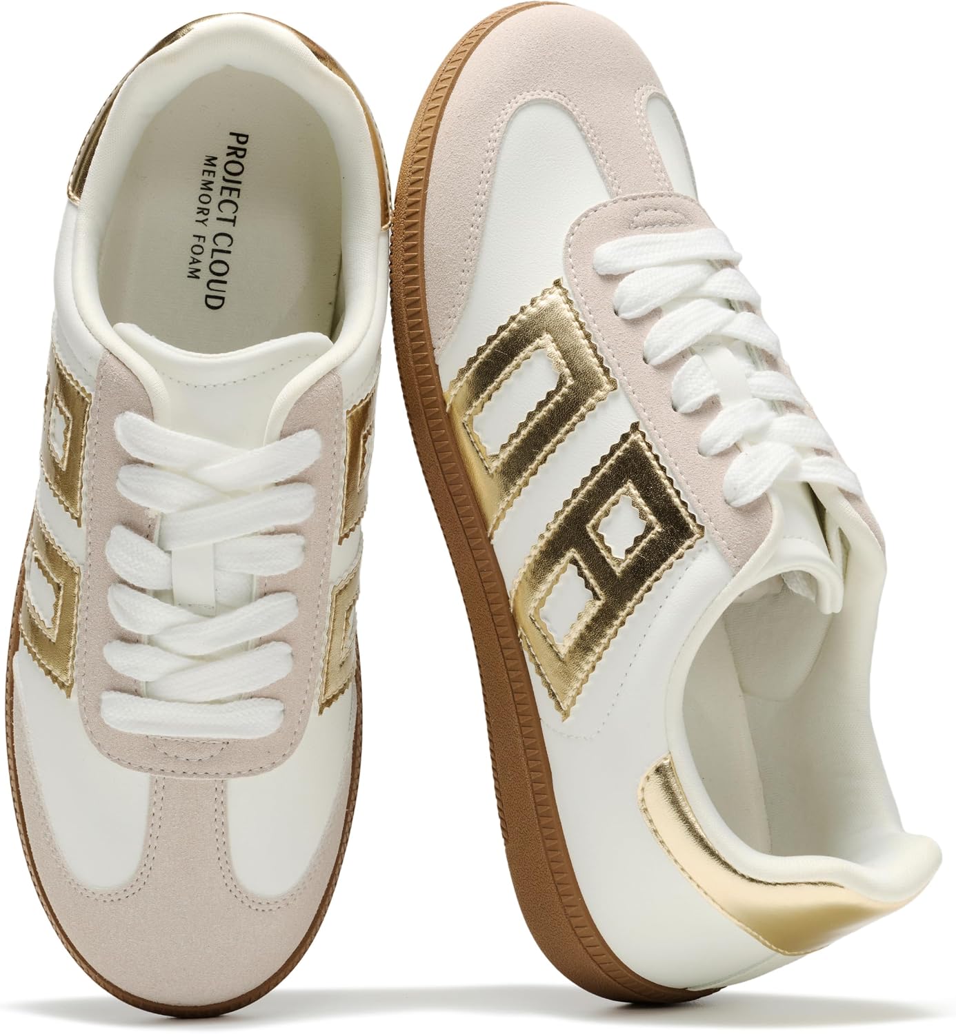 Women's Lace-Up Fashion Sneakers - Memory Foam Insole and Cushioned Collar for Casual Wear - 8